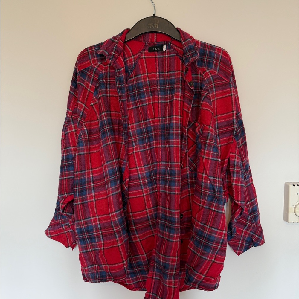 BDG Red and Blue Plaid Button Down Shirt